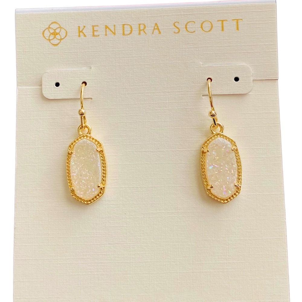 NEW Kendra Scott Lee Gold Iridescent Druzy Quartz Earrings